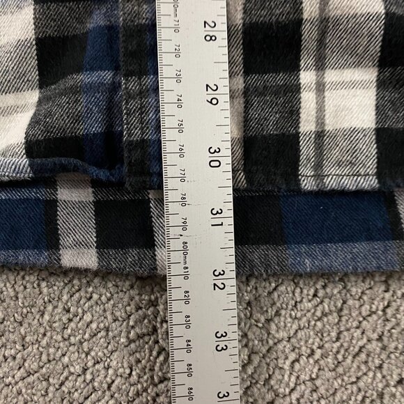 Five Brother Flannel Shirt Men's XL TALL Blue Black Plaid Heavy - Picture 8 of 11